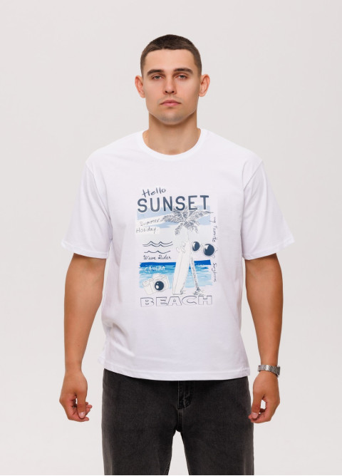 Чоловіча футболка 100% бавовна з принтом Hello sunset | Наталюкс 12-1802